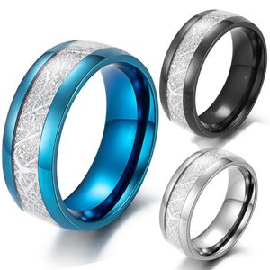 Wedding Rings Simple Titanium Steel Men's Women's Ring Fashion Foil Black /Blue Creative Gift Lovers Vintage