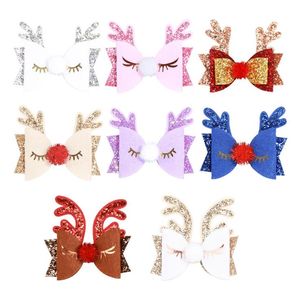 Christmas Hairpin Glitter Deer Princess Barrettes Xmas Big Bow Hair Class Party Dostawy Akcesoria Dziewczyny Prezent 8 Wzory Opcjonalne BT6684