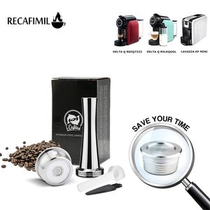 Recafimil Reusable Coffee Capsules Refillable Stainless Steel Cup Filters for Delta Q Maker Pod 211008