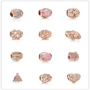 Ciondoli in argento sterling 925 oro rosa 18 carati Fit originale perline europee braccialetto fai da te fascino pandora accessori per gioielli di moda