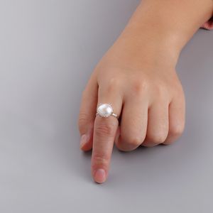 Anello in argento sterling 925 con perle d'acqua dolce a forma di barocco, temperamento femminile, accessori per gioielli dal design retrò