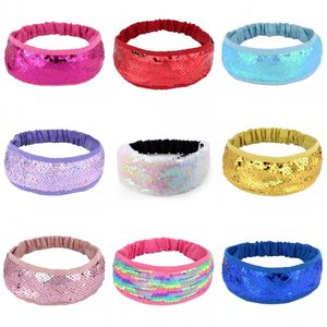 Dubbelsidiga huvudband för tjejer Färgbyte Barnhårband Sequins Kids Turban Princess Tillbehör Rainbow Turban Barn 2443 Q2