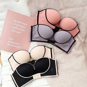 Sexy Niewidzialny Biustonosz Kobiety Push Up Bras Bez Ramiączek Bielizna Backless Front Buckle Brassiere Komfort Bezszwowa Bralette Bielizna #F 210623