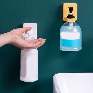 Krokar skenor självhäftande shampoo flaska hyll dusch gel rack krok konsol badrum vägg typ sömlösa ye-