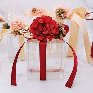 Clear Candy Boxes Wedding Birthday Party Supplies Transparent Plastic Gift Box Square Flower Lint Packaging Wrap