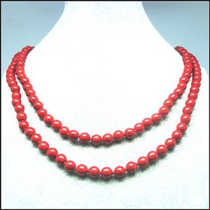 Wholesale unique balls resale online - red turquois long round ball shape unique jewelry necklace designs inches bead size mm ing