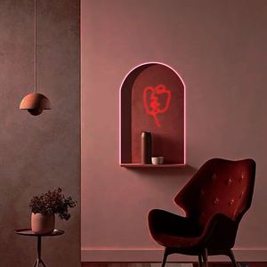 Röd ansikte tecken bar disco kontor hemvägg dekoration neon ljus med konstnärlig atmosfär 12 v super ljus