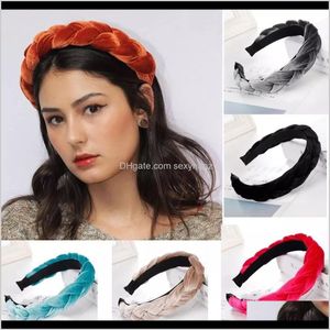 Opaski na głowę Jewelry Drop Dostawa 2021 Styl Flanel Pałąk Opaska Multicolor Ladies Twist Braid Fashion Head Buckle European and American Hair Acce