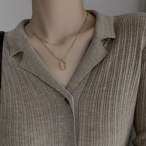 Stacked Necklace Hip Hop Cold Wind Clavicle Chain Geometry Long Square Multilayer Chain Pendant Necklace