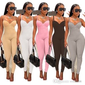 Women Jumpsuits Designer Clothing 2022 Slim Sexy Spring New Onesies Low Chest Suspender Tight High Waist Hip Lifting Casual Sports Rompers