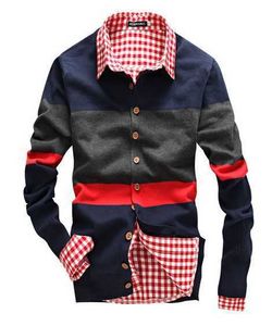 Moda Męskie Swetry Paski Marka Mężczyźni Dzianiny Sweter Wysokiej Jakości V-Neck 2020 Jesień New Arrival Men's Cardigan 819 On Sale Y0907