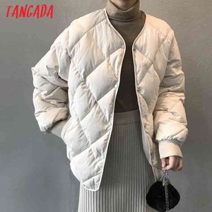 Women Solid White Oversize Parkas Buttons Winter Female Warm Coat Korean Overcoat ASF76 210416