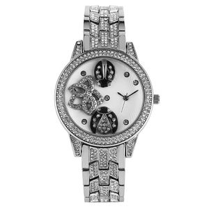 Wristwatches Women's Watch Quartz Analog Watches Luxury Diamond-Encrusted Beetle Relief Alloy Band med krokspänne armbandsur