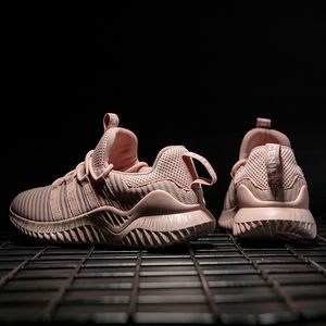 2021 High Quality Men Women Knit Running Sport Shoes Pink Grey Breathable Comfortable Couples Outdoor Trainers Sneakers SIZE 35-46 Y-H1503