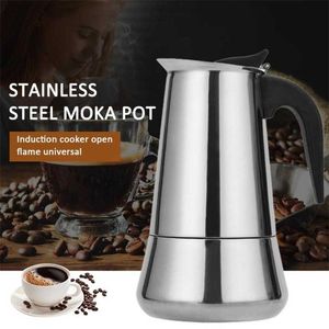 Rostfritt stål italiensk topp Moka Espresso Cafeteira Expresso Percolator 2/4/6/9/12 Cups Spishäll Kaffebryggare Moka Pot Kök 210408
