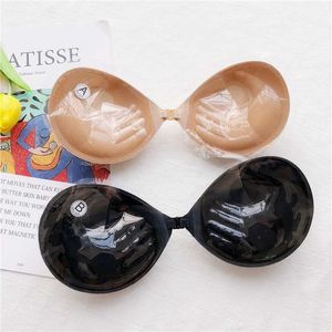 Reggiseno magico autoadesivo spesso push up senza schienale senza spalline chiusura anteriore stick su gel di silicone rinforzatore di scollatura reggiseno invisibile 210623