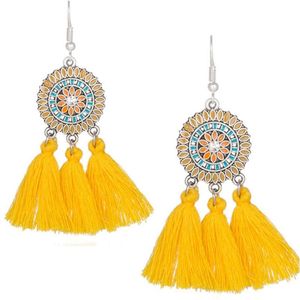 Dingle Tassel Örhängen Kvinnor Lång Fringe Drop Earring Statement Bohemian Boho Hängande Tillbehör