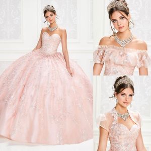 Graceful Beaded Lace Ball Gown Quinceanera Dresses With Wrap Sequined Sweetheart Neck Prom Gowns Floor Length Tulle Sweet 15 Masquerade Dress
