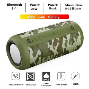 USB Bluetooth Speaker Power Bank Speaker Portable 20w Profundo Bass Soundbar IPX6 À Prova D 'Água Ao Ar Livre Sem Fio Loudspeaker Caixa