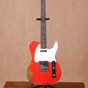 Shop personalizada Tele Electric Guitar Relics by Hands Red Color Master Build Relic TL Guitarra Handmade 6 Stings Gitaar
