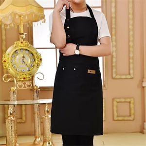 Pure Color Kitchen Apron Cooking For Woman Men Chef Waiter Cafe Shop BBQ Hairdresser Aprons Custom Gift Bibs Wholesale 210629