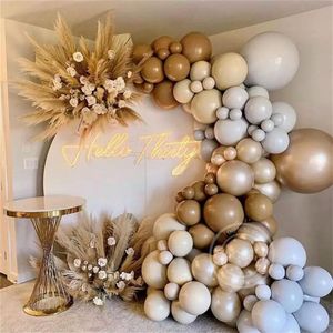 Party Decoration 123PCS Baby Shower Brązowe balony Garland morela skóry Kolor Kawa Latex Balloon Arch Do Wedding Birthday Decor