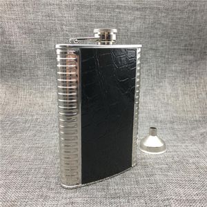 Wholesale stainless steel canteens resale online - Hip Flasks Oz Flask Stainless Steel Pu Leather Covered Canteen Alcohol Vodka Whisky Men s Travelling Gadgets