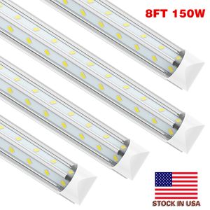 150W t8 tube light SMD5730 15000lm V-Shaped 2ft 3ft 4ft 5ft 6ft 8ft Cooler Door Led Tube T8 Integrated Led Tubes Double Sides Led Lights 85-265V bulbs Stock US