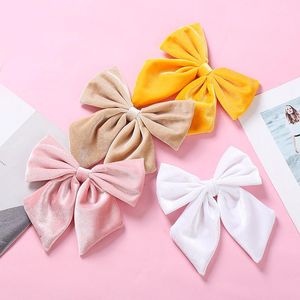 Lazo De Pelo Grande al por mayor-Accesorios para el cabello Chicas Velvet Bow con clips de tela grande Nylon Tie Huele Parrettes Headwear