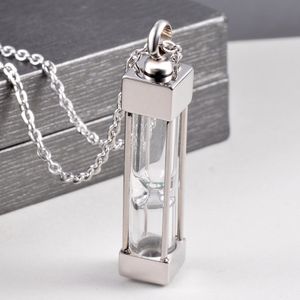 Stainless Steel Cube Glass Cremation Jewelry Ash Holder Memorial Necklace Funeral Pendant