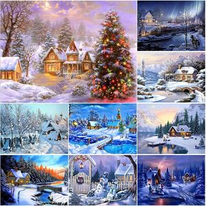 DIY Beautiful Scenery Drawing Painting With Diamond Full Round Drill Diamon Embroidery Mosaic Rhinestone Cross Stitch Home Decor 40*30 frameless