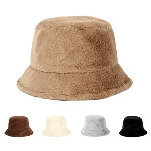 SHATANGJU Cappello da Donna in Pelliccia di Coniglio Lady Autunno Inverno Cappello da Pescatore Donna Panama Fashion Warm Cashmere Bucket Cap per Donna