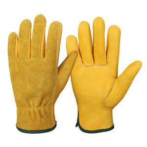 Work Garden Gloves Winter Glovess For Men Full Finger Leather Works Glove Non-slip Motorcycle Cycling, Car repair, Welding, Moving and Packing, Gardening