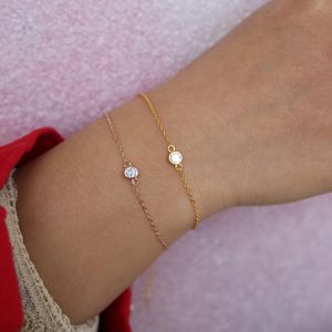 Gold Bead Bracelet Thin Minimalist Dot Tiny Dainty 925 Sterling Silver Delicate Chain Single Stone Bracelets For Women Bangle