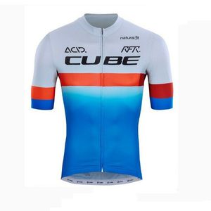 큐브 프로 팀 남자 사이클링 짧은 소매 저지 도로 경주 셔츠 승마 자전거 탑 통기성 야외 스포츠 Maillot S210052802