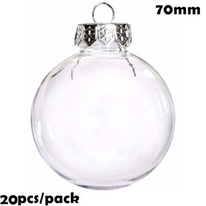 Aktion – 20 Stück x DIY bemalbare/bruchsichere transparente Weihnachtsdekoration, 70 mm Kunststoffkugel/Kugel 211104