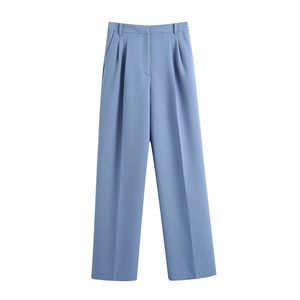 Tasche laterali moda Pantaloni sartoriali Donna Pantaloni vintage a vita alta con cerniera Fly Pantaloni femminili Mujer 210430