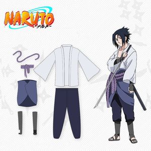 Uchiha Sasuke cosplay costume anime Uzumaki Shippuden third Generation Clothes halloween Party Blazer+pants+Waist rope+handguard Y0903