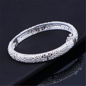 Trend Chinese Style Classic Pattern Openwork Charm Gold And Silver Bracelets For Women s Gifts Wedding Engagement Jewelry Bangle