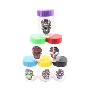 Smoking Colorful Skull Portable USB LED Lighting Magnifier Multi-function Dry Herb Tobacco Spice Miller Seal Storage Jars Container Bottle Glass Stash Case DHL