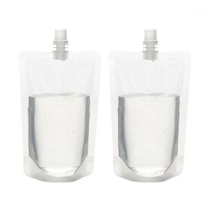 50st Stand Up Transparent Plastic Drink Packaging Bag pip f￶r dryck Juice Milk Wedding Party Drinking Present