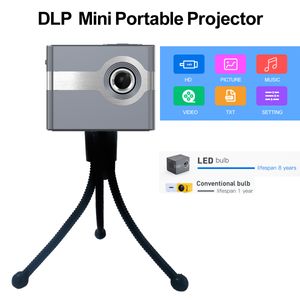 C50 Mini DLP Projector Portable Video Home Cinema Built-in 2500mAh Battery 3W Speaker Outdoor Small Beamer Supports Dolby USB Work with TV box Fire Stick