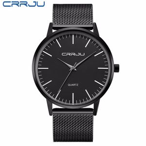 CRRJU black stainless steel Sport Watch Men Top Brand Luxury waterproof Male Clock Fashion Quartz Wrist Watch reloj hombre 210517