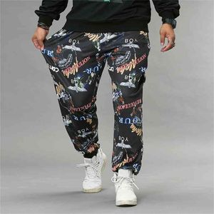 Hiphop Calça Longa Homens Streetwear Solto Basculador Imprimir Sweatpants Gym Sport Pantalones Plus Size 6XL 7XL 8xL 210715