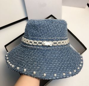 디자이너 와이드 브림 모자 진주 모자 패션 남자 여자 야구 모자 면화 태양 모자 고품질 힙합 클래식