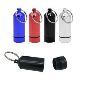 Flat Bottom Aluminum Jars Waterproof Pill case Box Stash Bottle Holder Jewelry Container Keyring keychain 57*21MM 6 colors