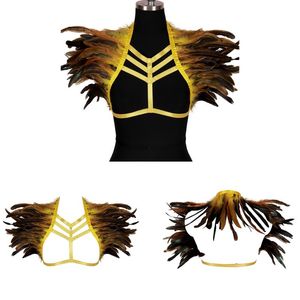 Bras Sets Harness For Women Feathers Accessories Halloween Rave Erotic Sexy Outfit Lingerie Elastic Bondage Tops Cage Bra Costume290A