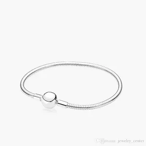 Feiner Schmuck, authentische Perle aus 925er Sterlingsilber, passend für Pandora-Charm-Armbänder, 3 mm Schlangenkette, Sicherheitskette, Anhänger, DIY-Perlen