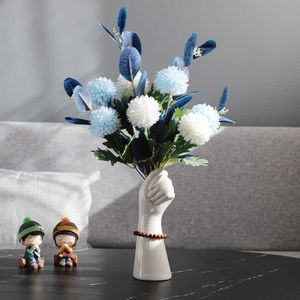 WG Ins Informacje o wazie Nordical Ceramiczne Dekoracje domu Projektowanie Pulpit Fałszywe Kwiaty W Wazonie Ornament Salon Office Hydroponic Decor 210623