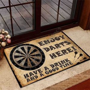 Genießt Darts hier, haben ein Getränk und eine gute Zeit Doormat Türbodenmatten Teppichdekor Porch Doormat 210928